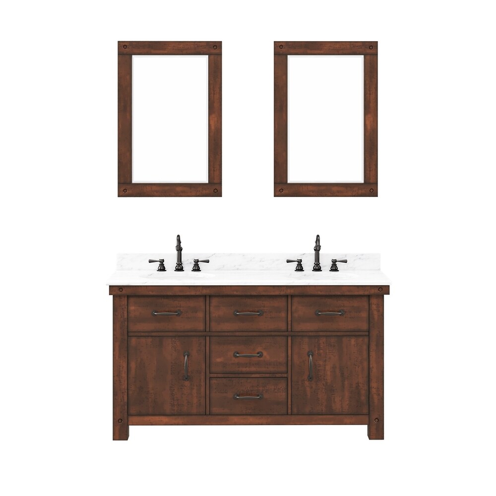 Aberdeen Carrara Marble Countertop Vanity in with Mirror and Faucet