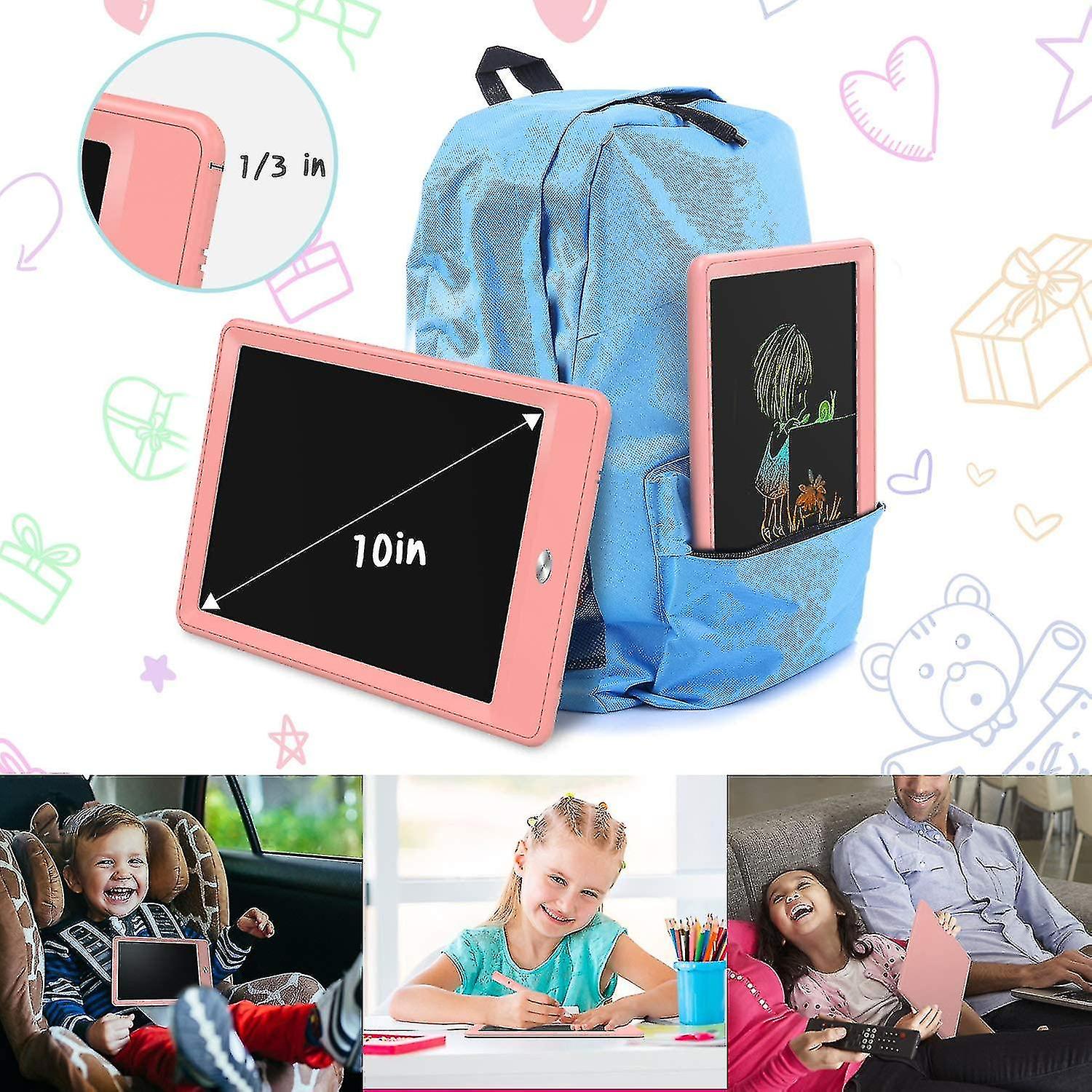 Lcd Writing Tablet， 10 Inch Colorful Toddler Doodle Board Drawing Tablet， Erasable Reusable Electronic Drawing Pads For Kids