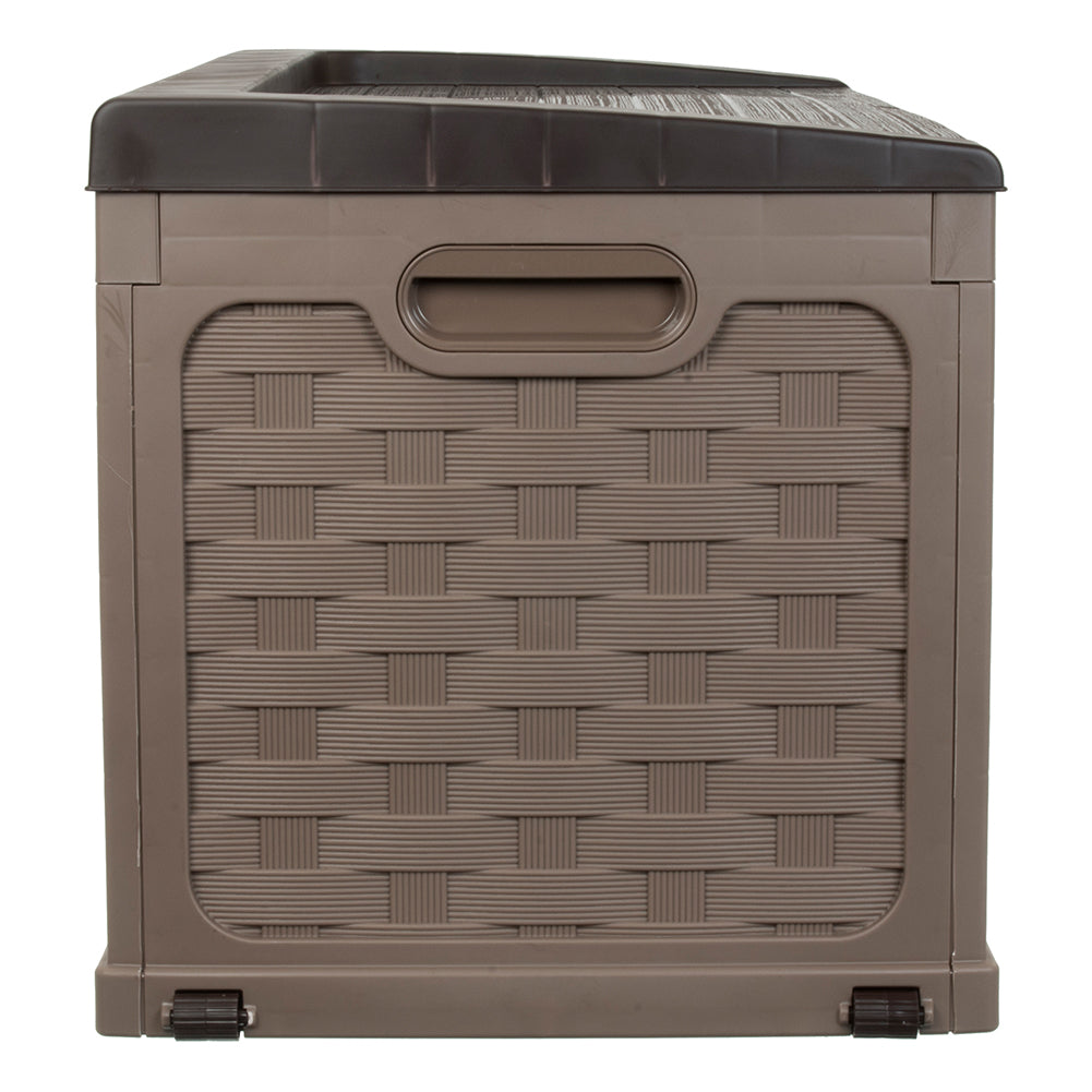 Starplast 88 Gallon Weave Plastic Deck Box, Mocha And Brown