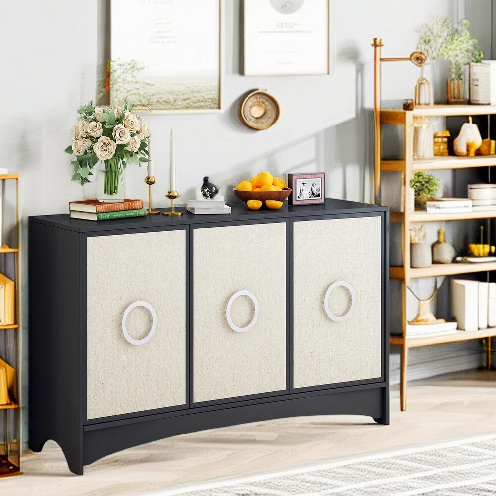 Storage Cabinet with Three Doors and Adjustable shelves Sideboard Buffet Cabinet for Entryway  Living room