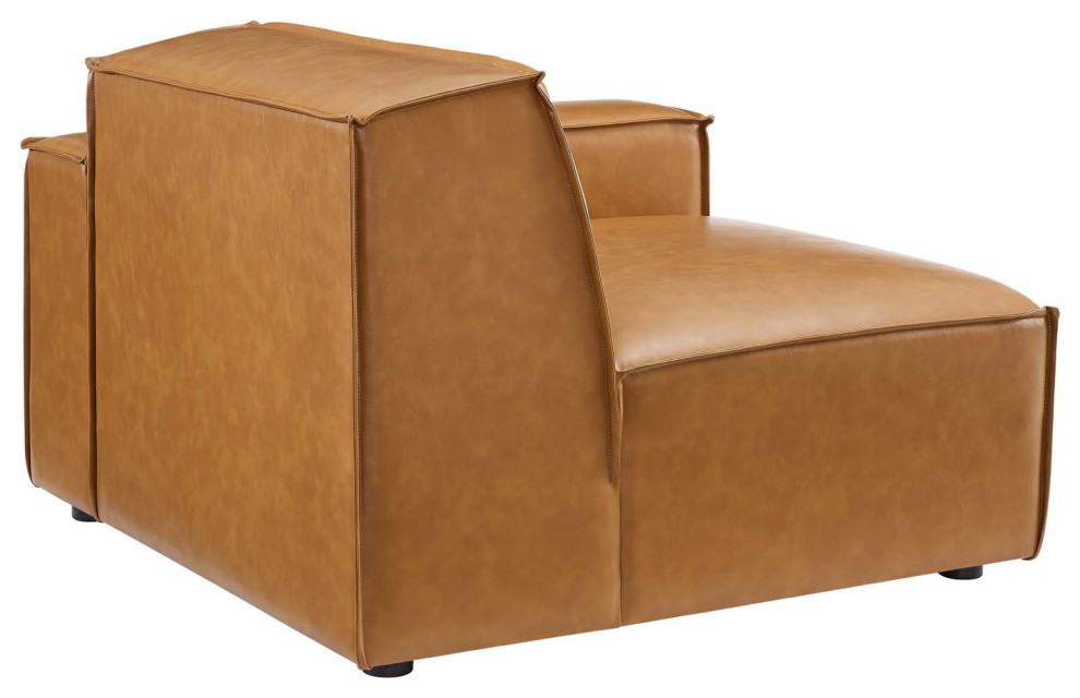 Restore Left Arm Vegan Leather Sectional Sofa Chair  Tan   Contemporary   Armchairs And Accent Chairs   by Modway  Houzz