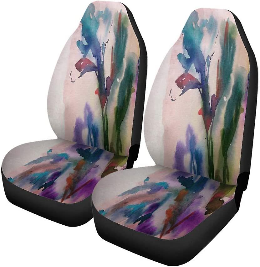 Set Of 2 Car Seat Covers Watercolor Flowers Universal Auto Front Seats Protector Fits For Car，suv Sedan，truck D---46763