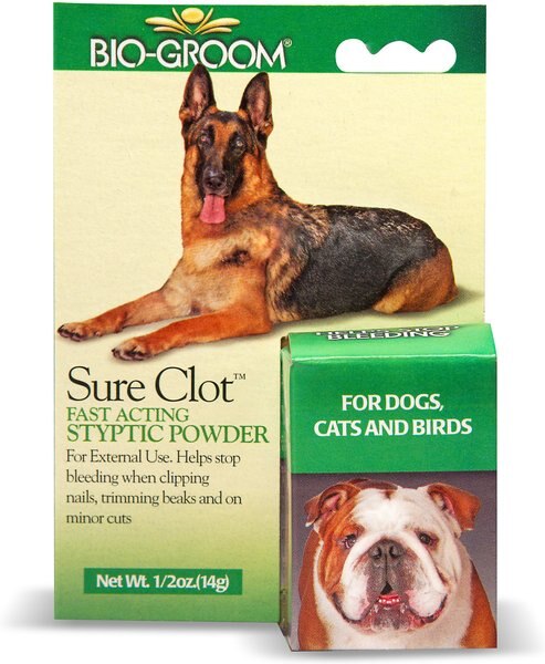 Bio-Groom Sure Clot Fast Acting Styptic Powder for Dogs， Cats and Birds， 0.5-oz bottle