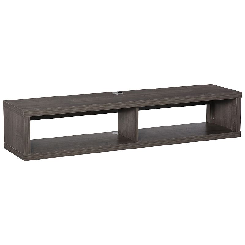 HOMCOM Wall Mounted Media Console Floating Storage Shelf for Living Room or Home Office Dark Grey