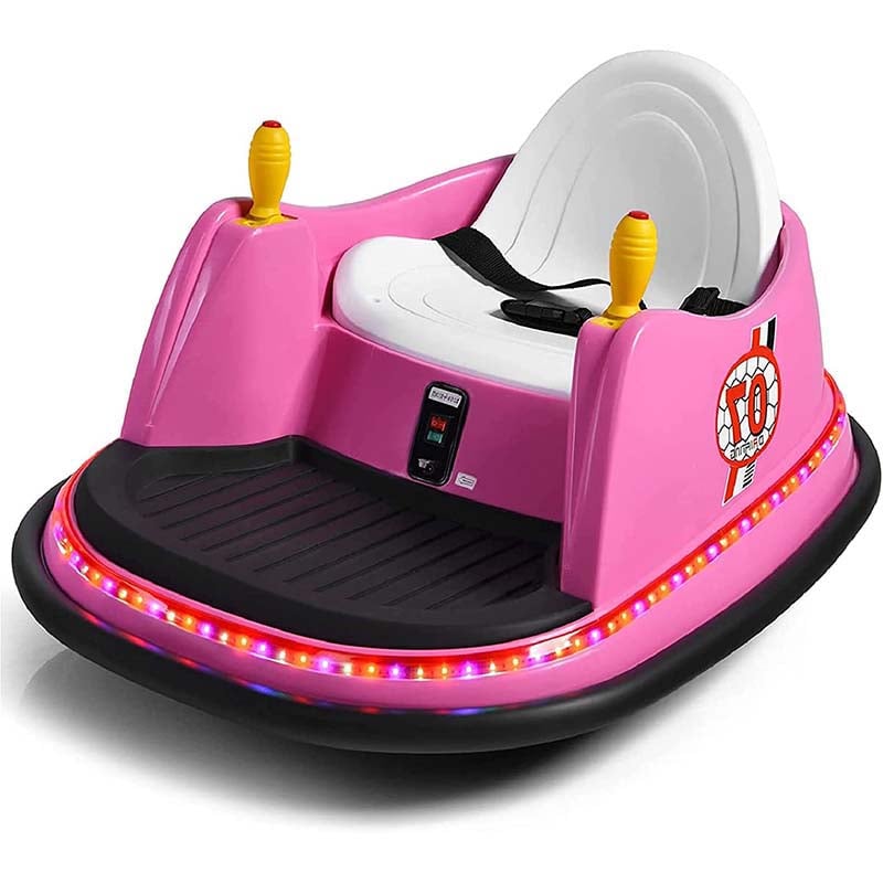 6V Kids Ride On Bumper Car 360-Degree Spin Race Toy with Dual Joysticks, Flashing LED Light, Remote Control