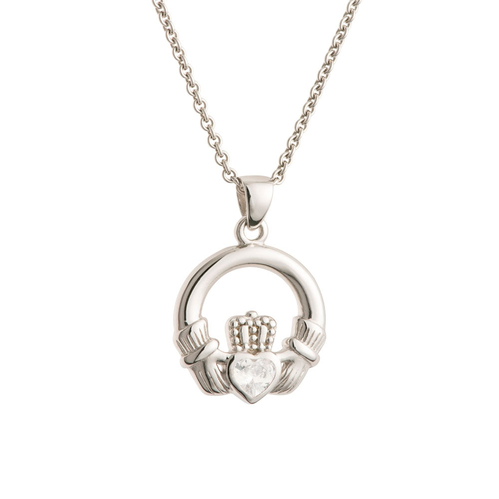 Galway Crystal Claddagh Crystal Sterling Silver Pendant