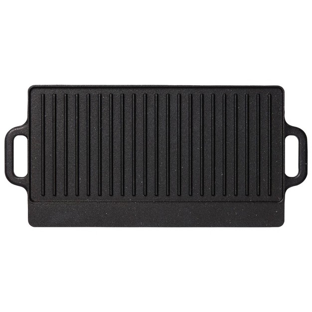 The Rock By Starfrit Traditional Cast Iron Reversible Grill griddle Black