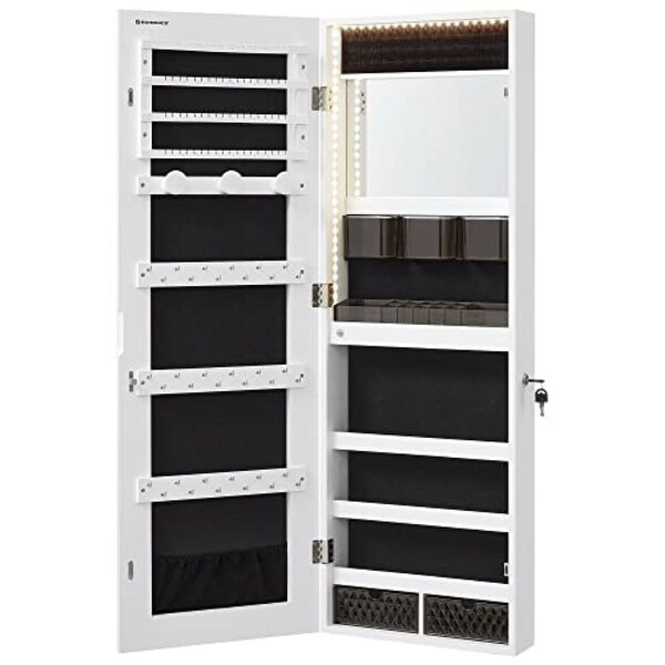 Jewelry Armoire Organizer with LED Lights - White - 14.8