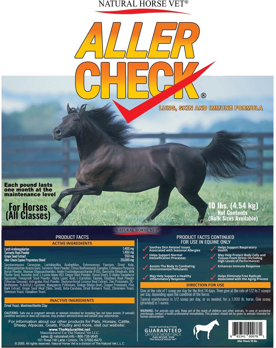 Natural Horse Vet Aller Check Lung， Skin and Immune Formula Horse Supplement