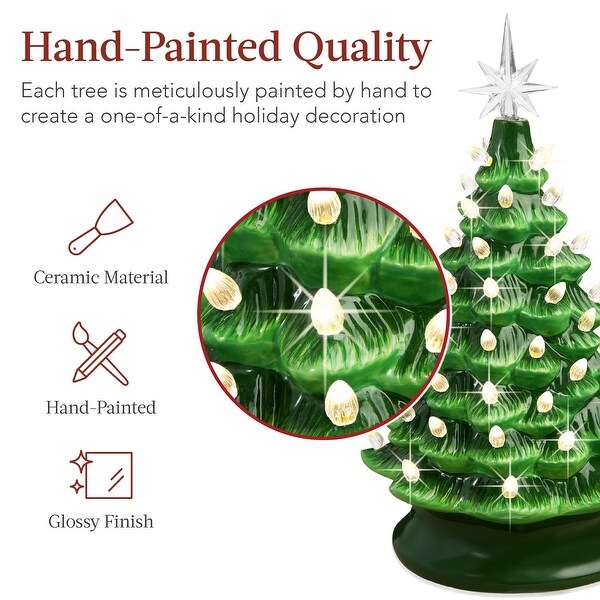 PreLit Ceramic Tabletop Christmas Tree with Lights