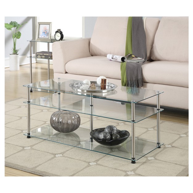 Classic Glass 3 Tier Coffee Table Clear Glass Breighton Home