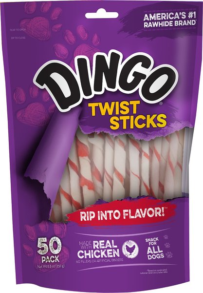 Dingo Twist Sticks Chicken in the Middle Dog Rawhide Treats