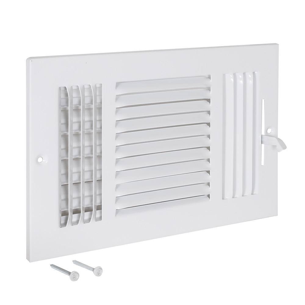 EZ-FLO 10 in. x 6 in. 3-Way Steel WallCeiling Registered White 61614