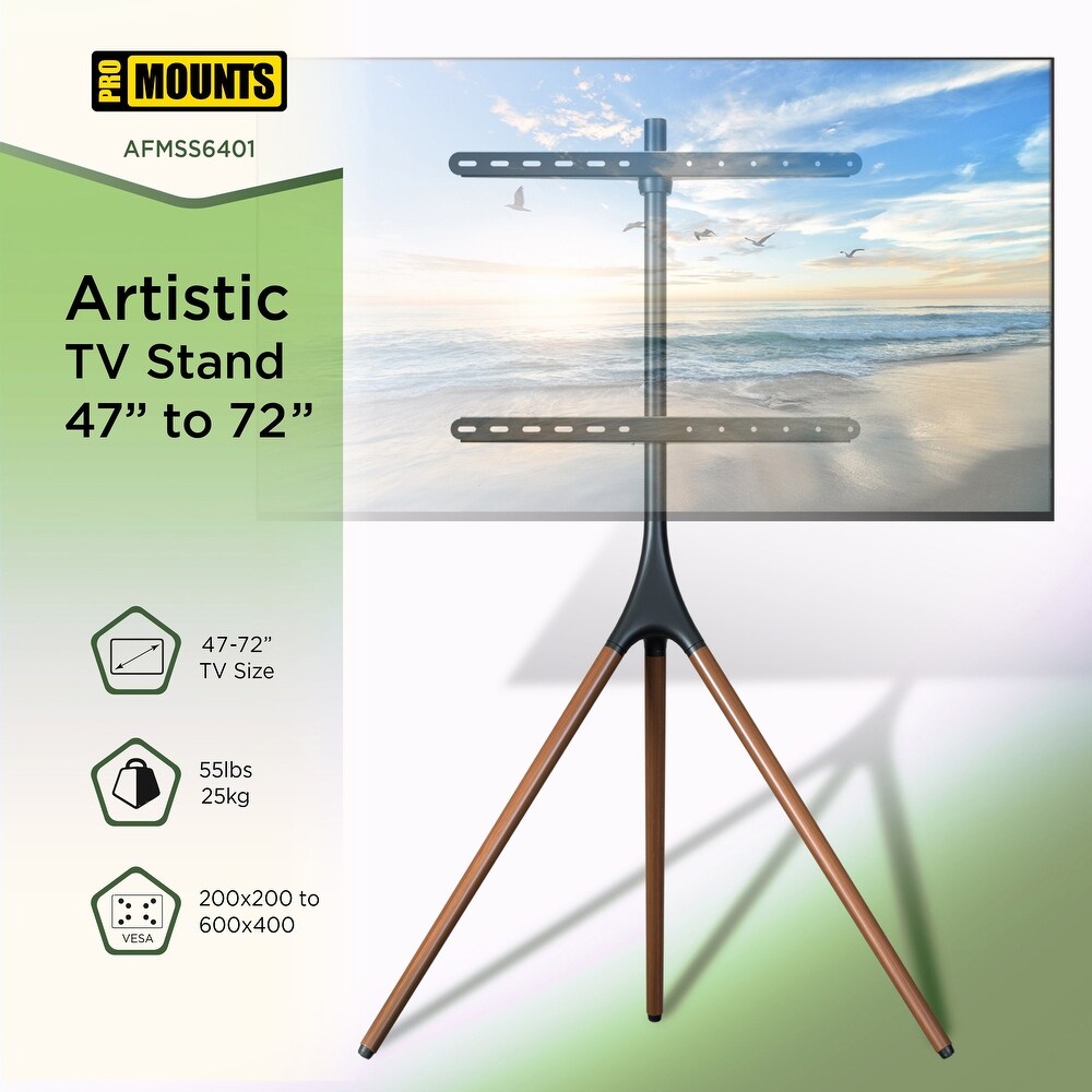 ProMounts Artistic Easel TV Stand w/ Swivel and Tripod Base for 47 72\