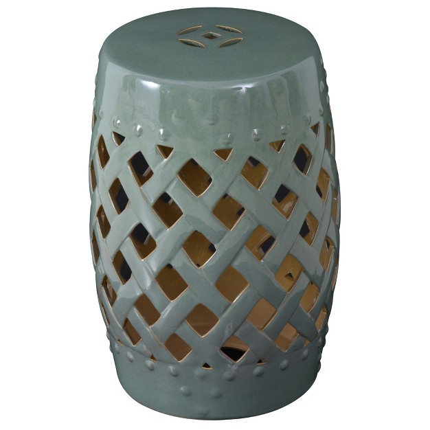 X 18 quot Ceramic Garden Stool With Woven Lattice Design amp Glazed Strong Materials