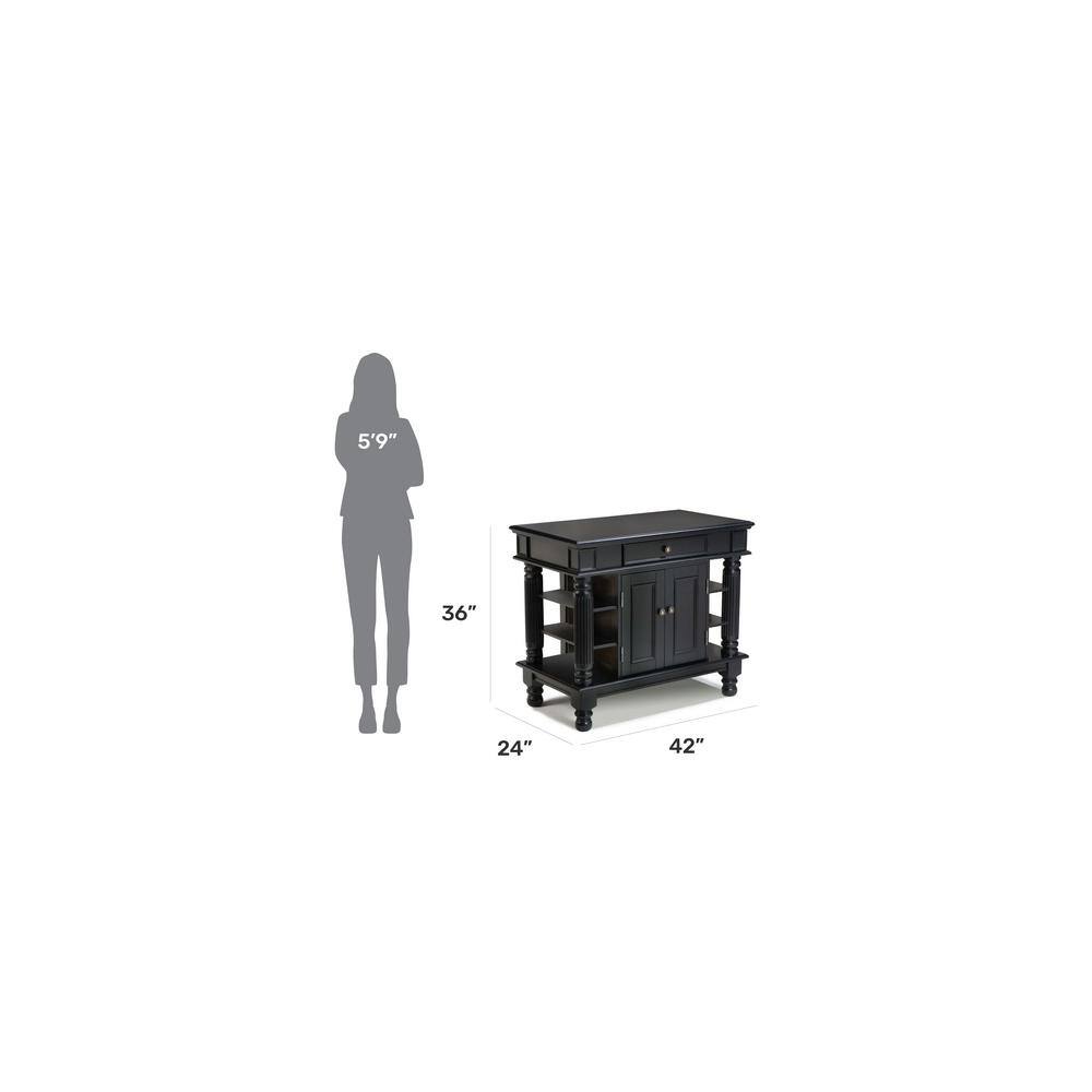 HOMESTYLES Americana Black Kitchen Island With Storage 5092-94