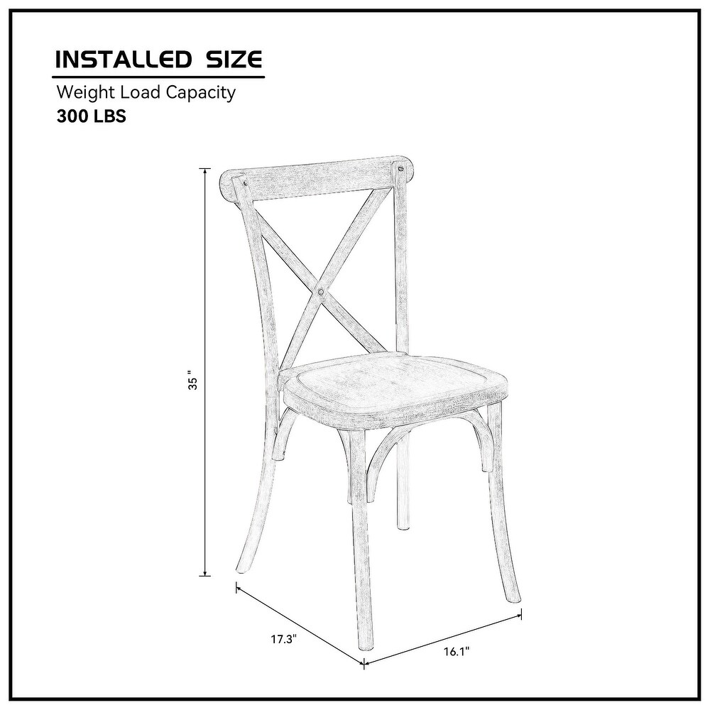 Modern Farmhouse Black/ Natural/ White Resin X Back Side Chair Dinning Chair