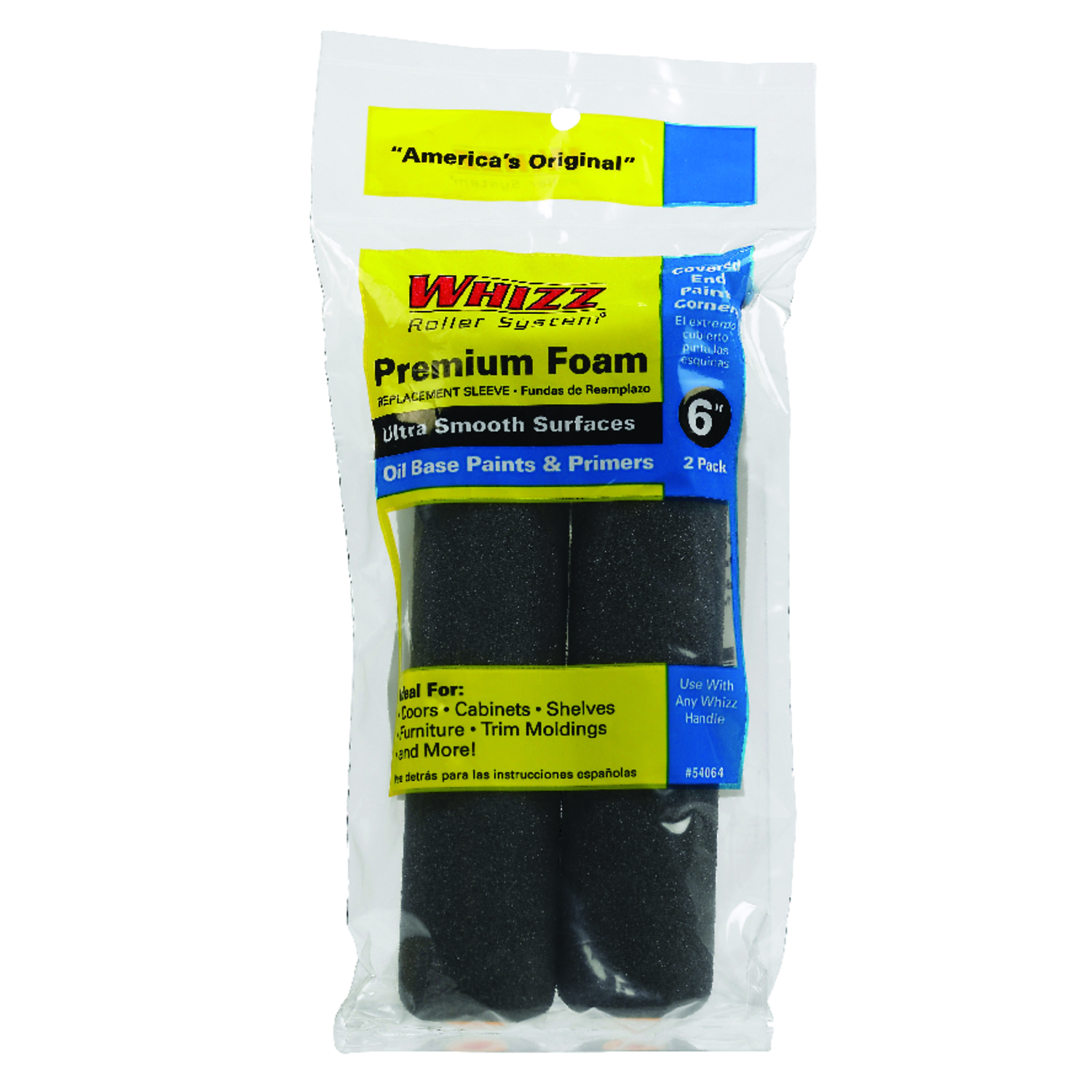 Whizz Foam 6 in. W X 1/2 in. Mini Paint Roller Cover 2 pk