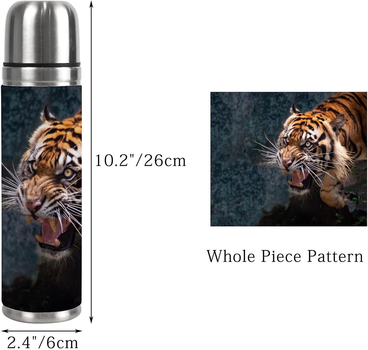 Insulated Mug Stainless Steel Water Bottle Walking Tiger Vacuum Cup Travel Mug For Travel School Office