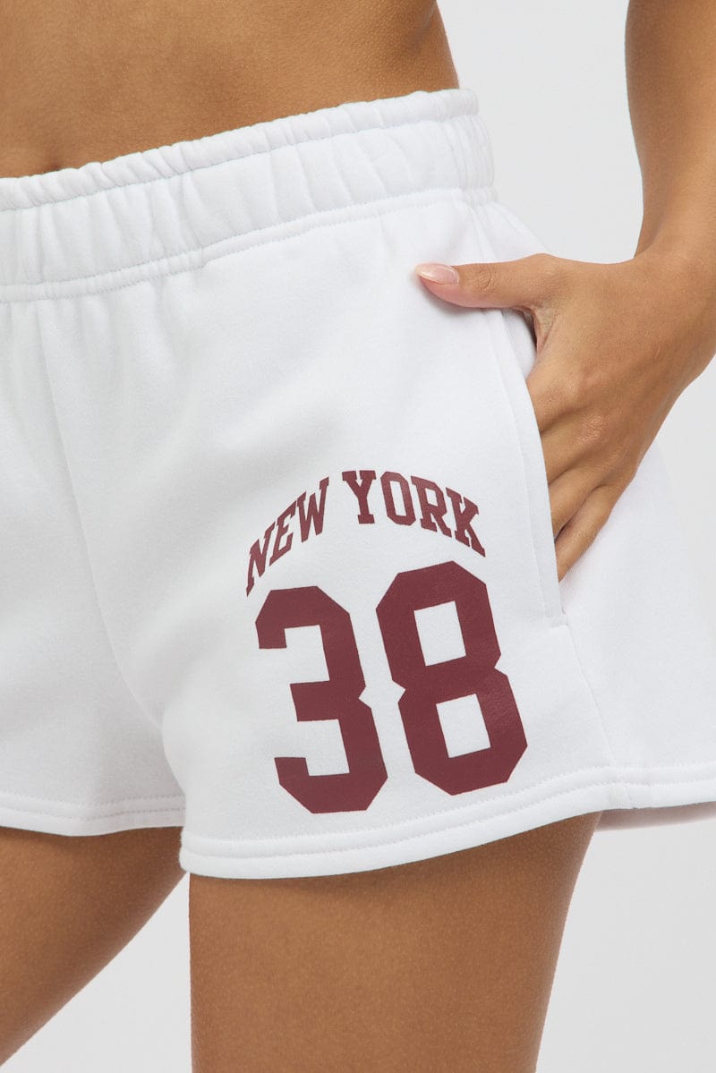 White Track Shorts Elasticated