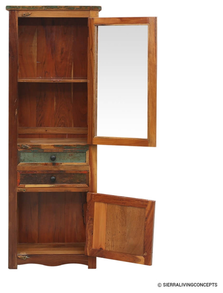 Rustic Reclaimed Wood 2 Drawer Bookcase   Farmhouse   Bookcases   by Sierra Living Concepts Inc  Houzz