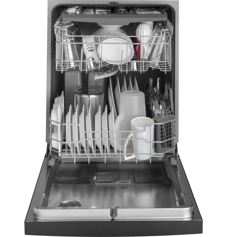 Ge Appliances GDF640HGMBB Ge® Front Control With Stainless Interior Door Dishwasher With Sanitize Cycle & Dry Boost