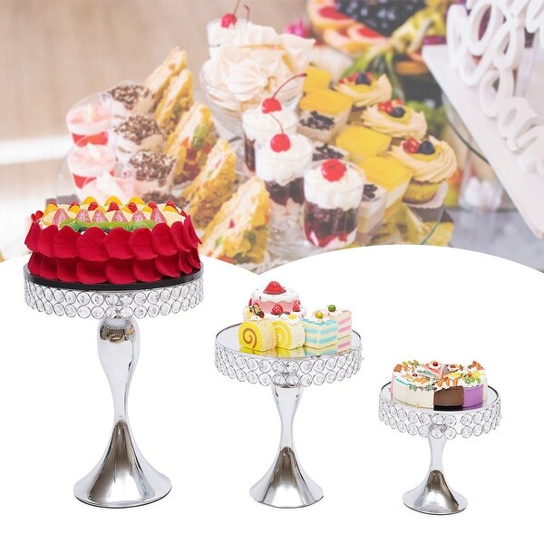 3 Pcs Mermaid Tail Crystal Cake Stands Mirror Cake Dessert Holder