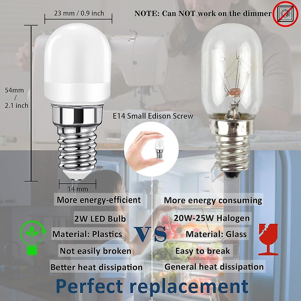 E14 Led Light Bulb For Fridge， 2w Ses Lamp (20w-25w Equivalent)， 140lm， Cool White-6000k Pack Of 4