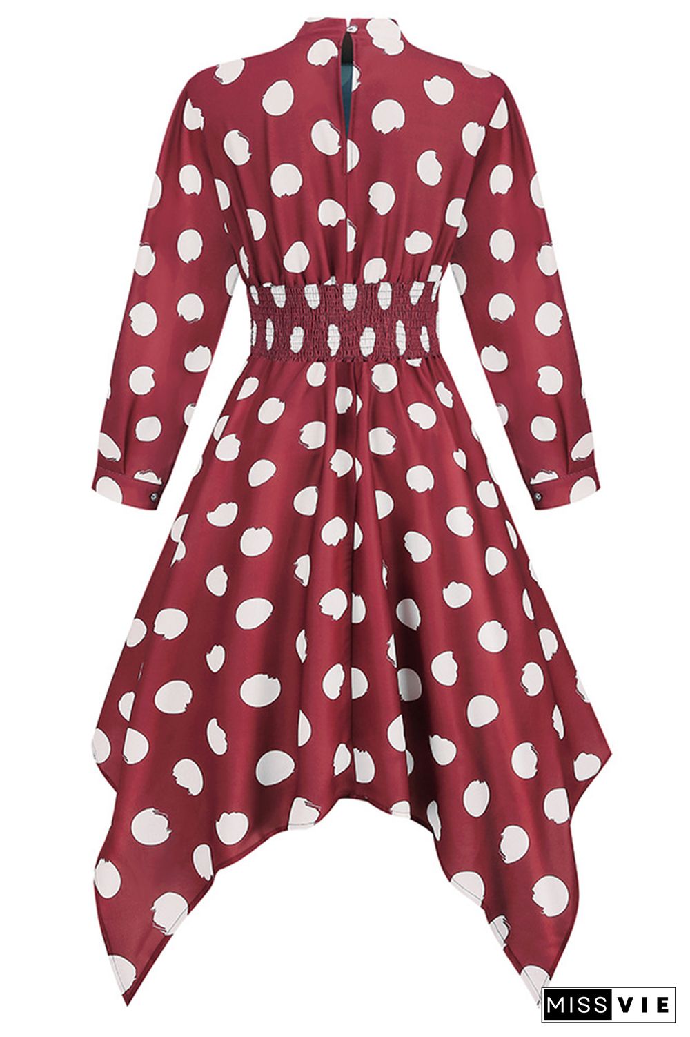 Long Sleeve High Waist Polka Dot Dress