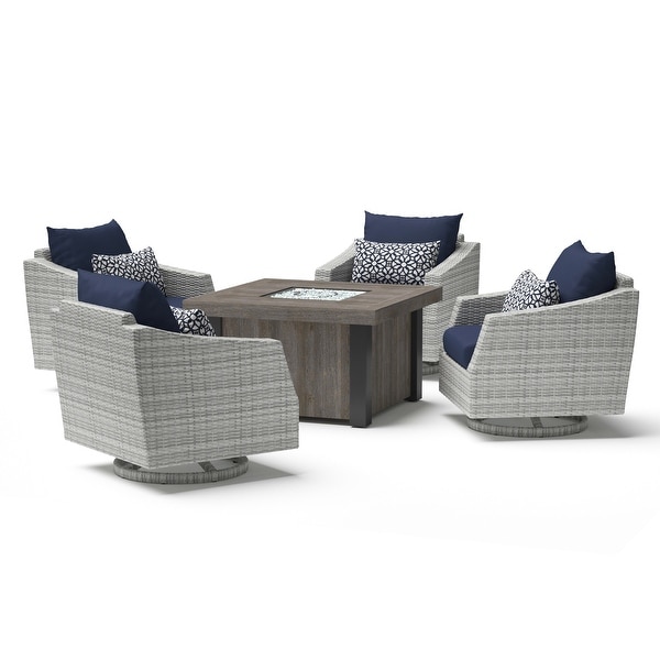 Cannes 5 Piece Sunbrella Outdoor Patio Motion Fire Chat Set