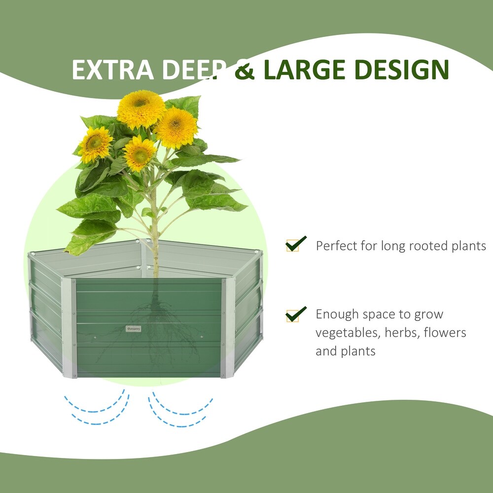 39in. Green Metal Raised Planting Boxes with Install Gloves  Elevated Large Galvanized Steel Planter Box for Backyard