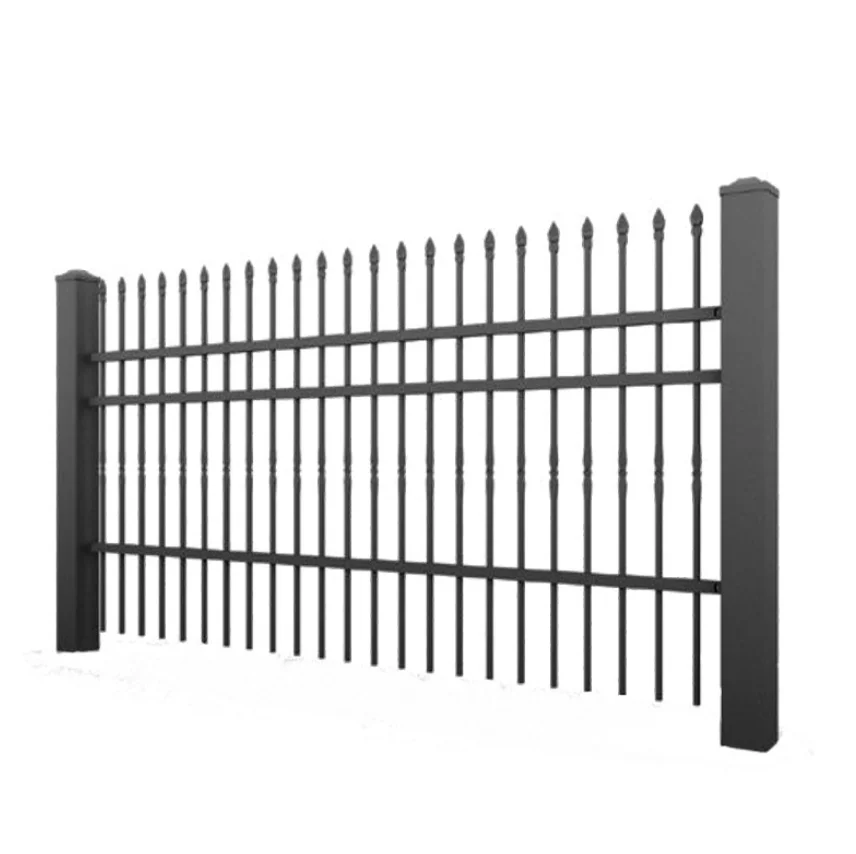 Supply Modern design Cheap Wrought Iron Fence Panel Black Galvanized Steel Fence Garden Aluminum fence