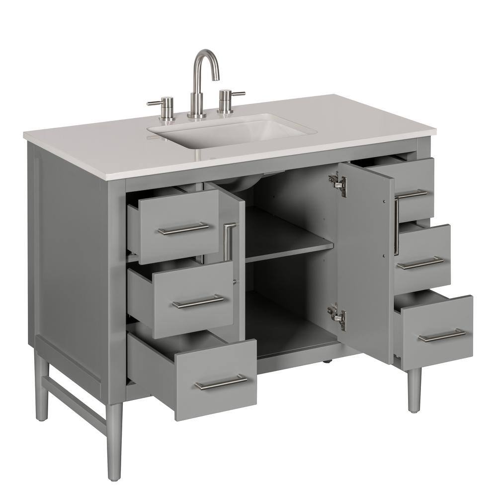 Home Decorators Collection NOVA 43 in. W x 22. D x 35. H Vanity in Storm Grey with Engineered Solid Surface Vanity Top 21038-VS43EW-ST