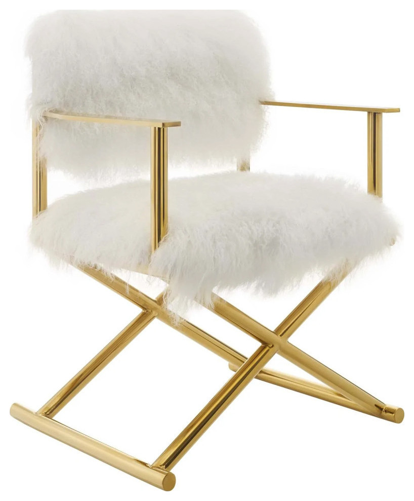 Sadie Pure White Cashmere Accent Director  x27S Chair   Contemporary   Armchairs And Accent Chairs   by V.S.D Furniture  Houzz