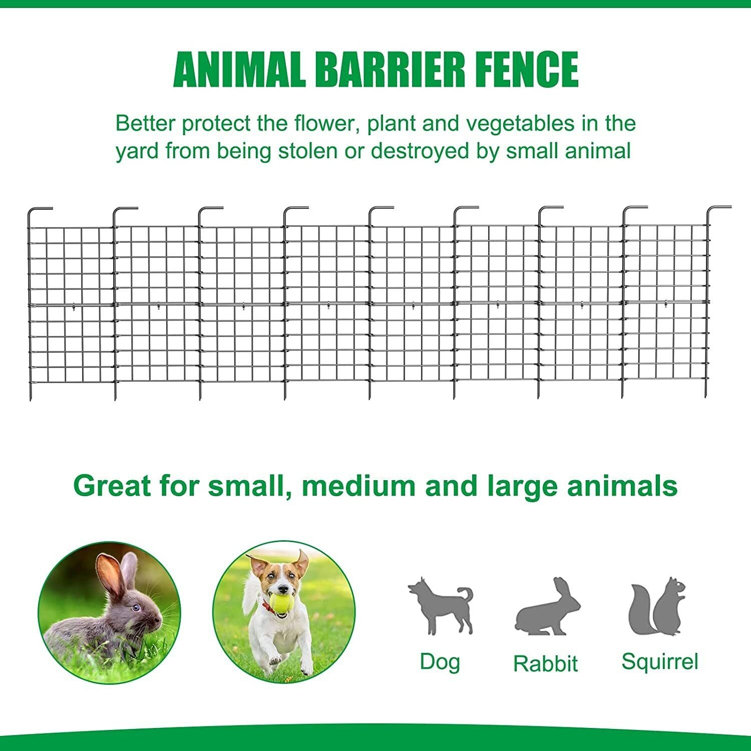 32 Pack Garden Fence Panels 24in x 22ft Wire Border Yard Animal Barrier Edging