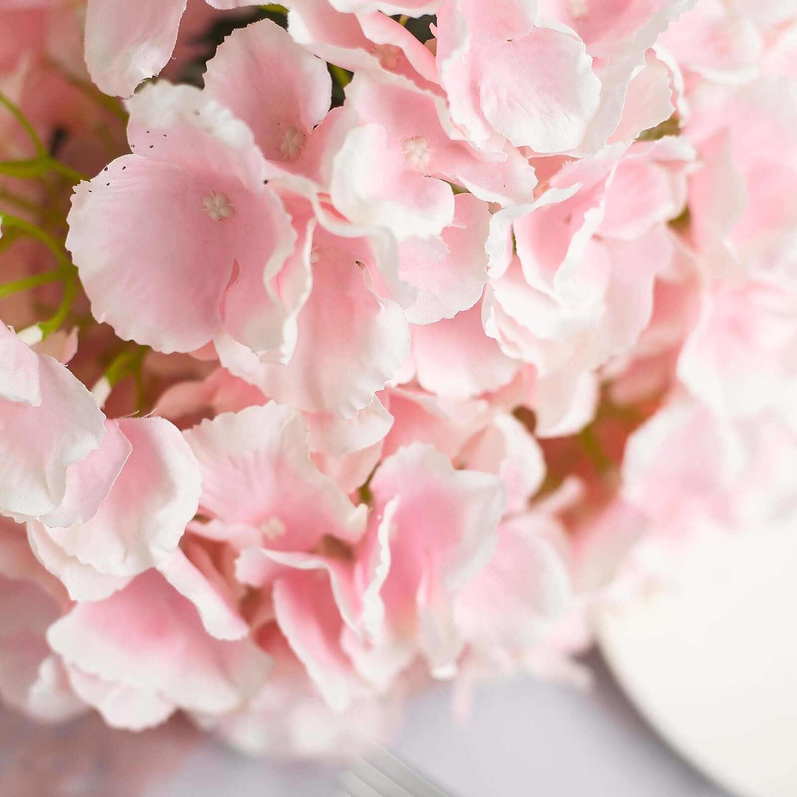 5 Bushes Blush Pink Artificial Silk Hydrangea Flower Bouquets