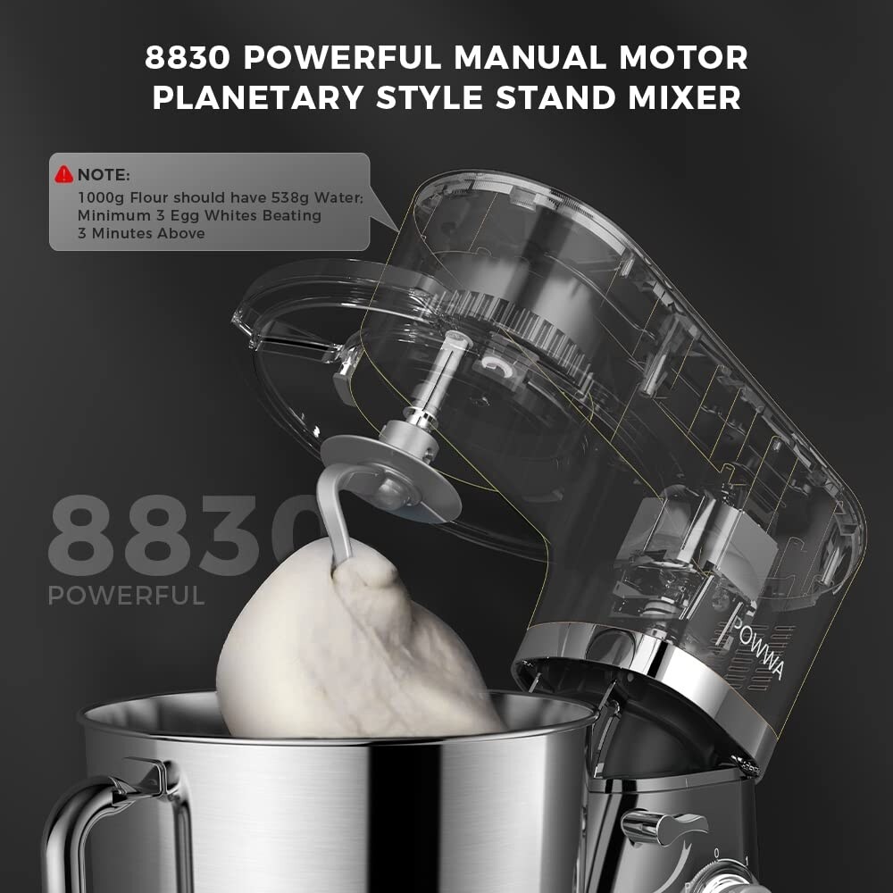 6.5 Quart Electric Mixer  6+1 Speed 660W Tilt Head Kitchen Food Mixers with Whisk  Dough Hook  Mixing Beater   Splash Guard