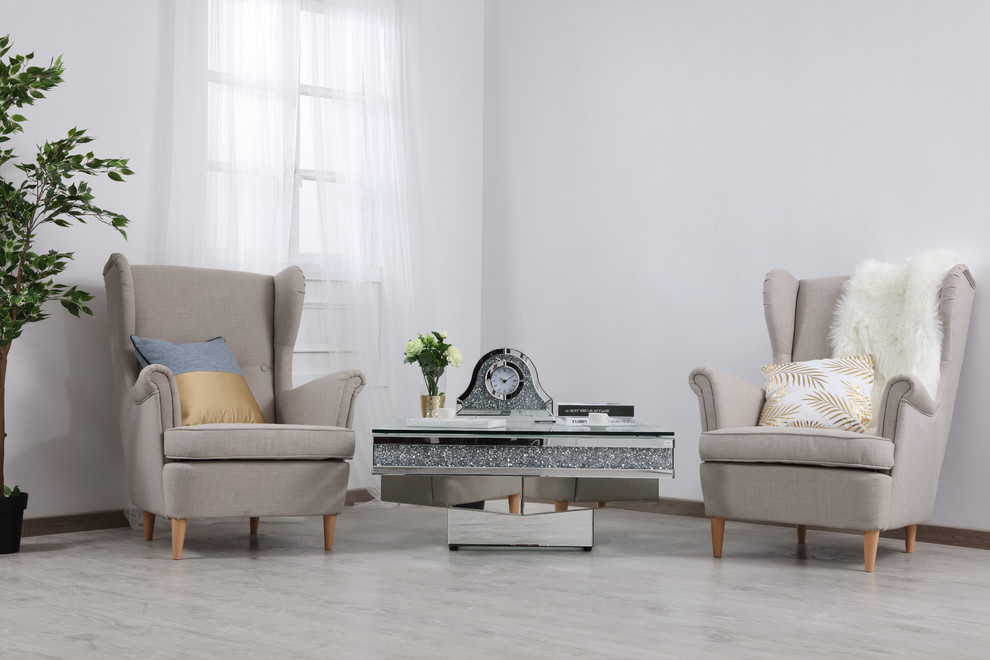 Windsor Crystal Mirrored Coffee Table  Tempered Glass   Contemporary   Coffee Tables   by Elegant Furniture  ampLighting  Houzz