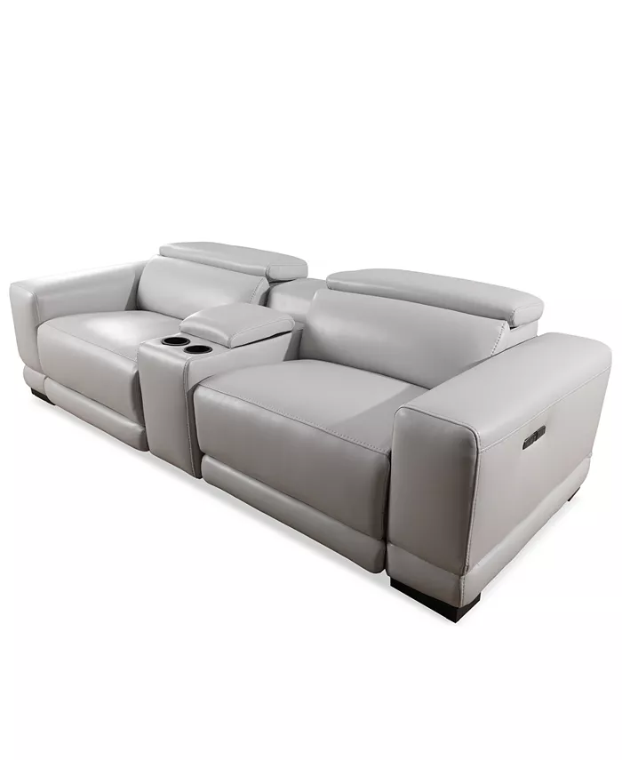 Furniture Krofton 3-Pc. Beyond Leather Fabric Sofa with 2 Power Motion Recliners and 1 Console