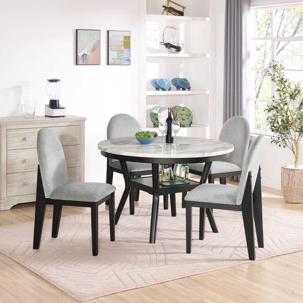 5 piece dining table and chair set round dining table with 4 upholstered chairs