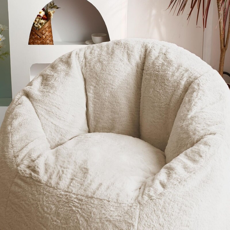 Large Bean Bag Chair 37in Soft Faux Fur