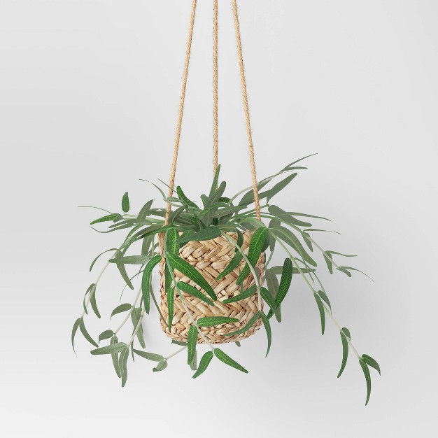 Faux Salix Leaf In Woven Pot Wall Sculpture Green