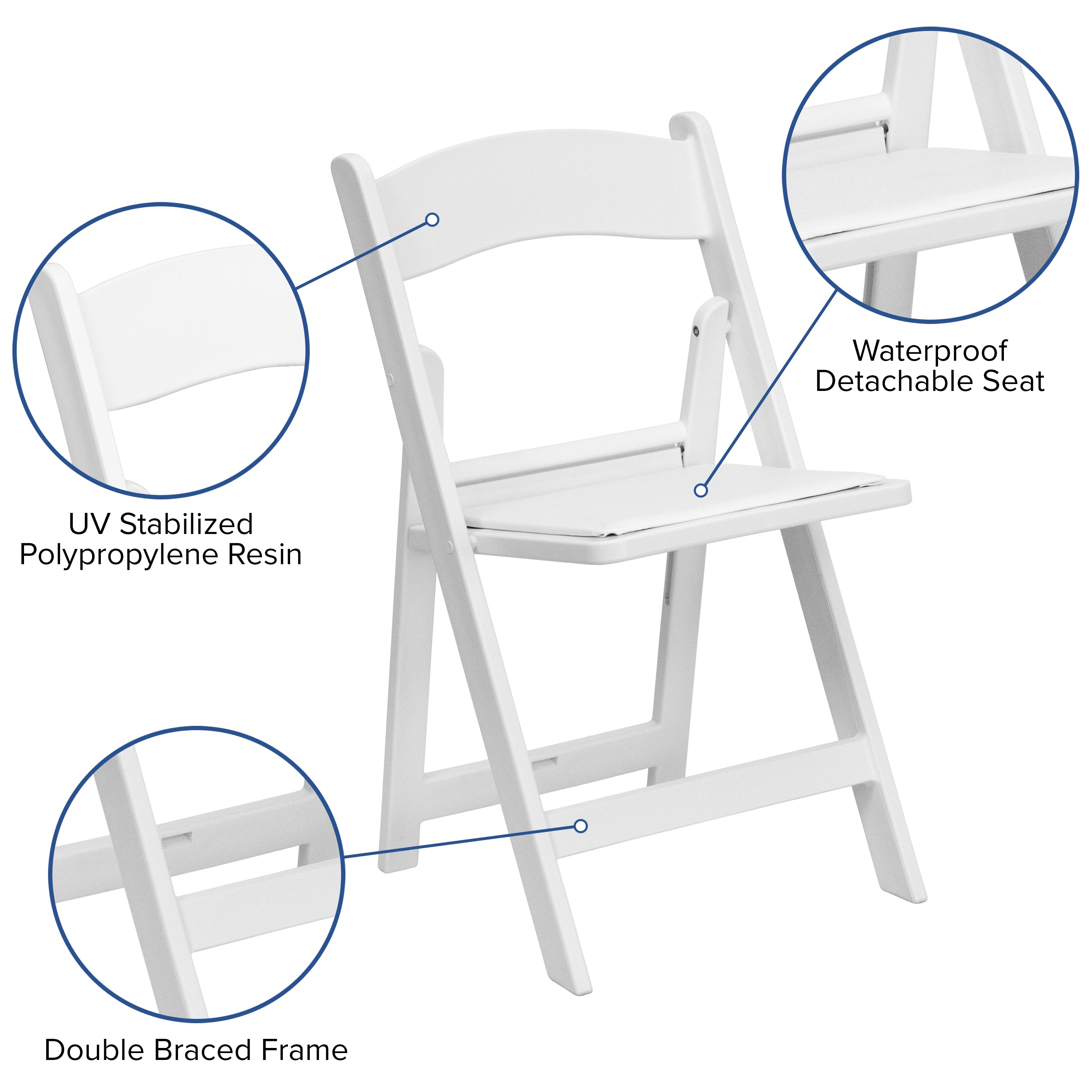 Flash Furniture Hercules™ Folding Chair - White Resin – 1000LB Weight Capacity - Comfortable Event Chair - Light Weight Folding Chair