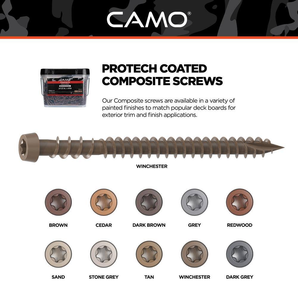 CAMO #10 2-12 in. Winchester Star Drive Trim-Head Composite Deck Screw (100-Count) 0349850