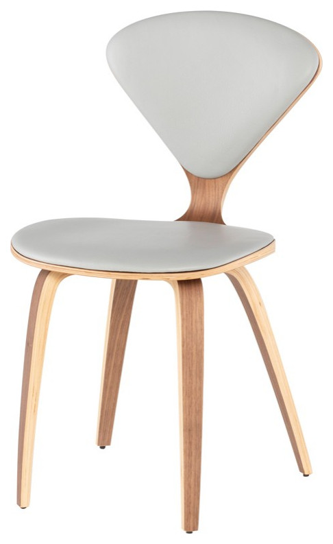 Satine Dining Chair With Leather Upholstered Seat and Back   Midcentury   Dining Chairs   by Advanced Interior Designs  Houzz