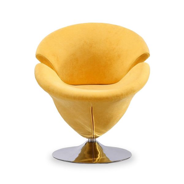 Tulip Swivel Accent Chair in Yellow and Polished Chrome (Set of 2)