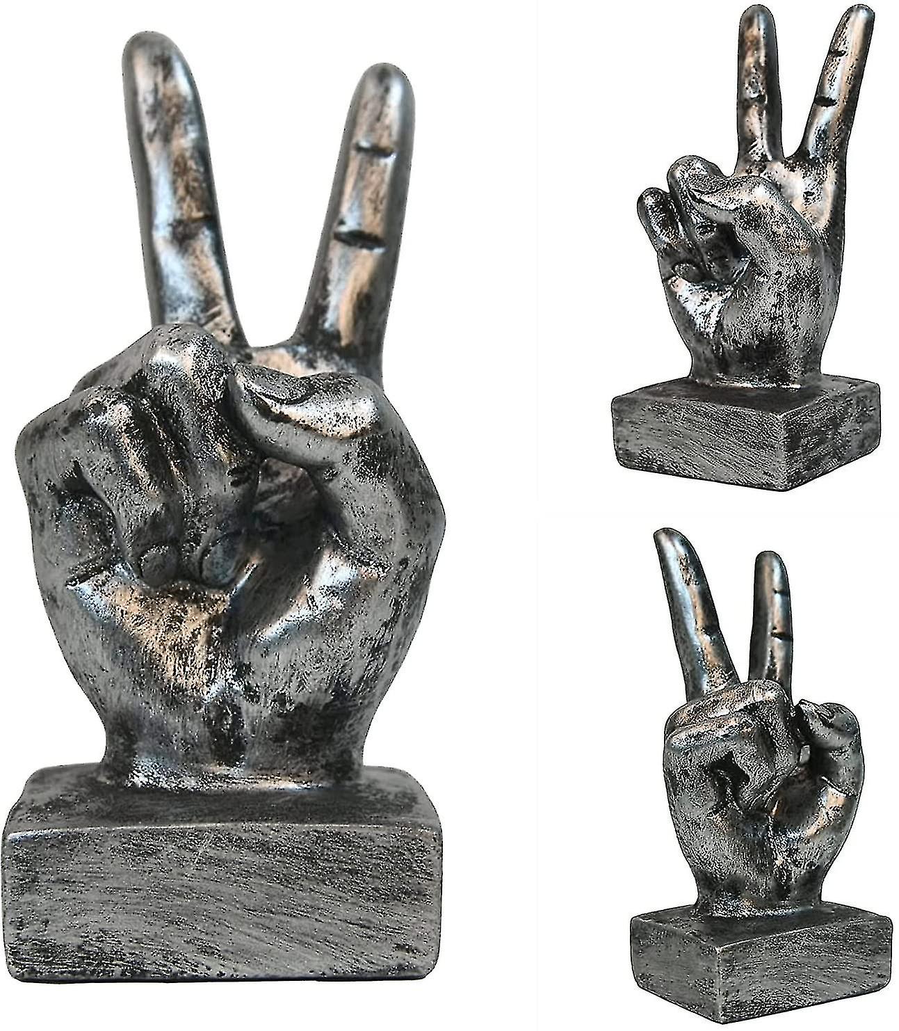 Hand Sculpture Decor Resin Finger Desk Statues， Handmade Table Decoration Resin Finger Gesture