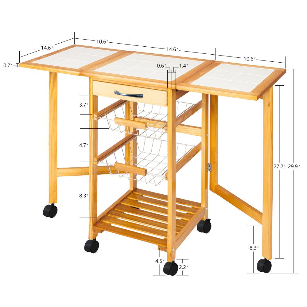 Veryke 4-Tier Kitchen Storage Cart Rack， Utility Microwave Oven Stand Storage Cart