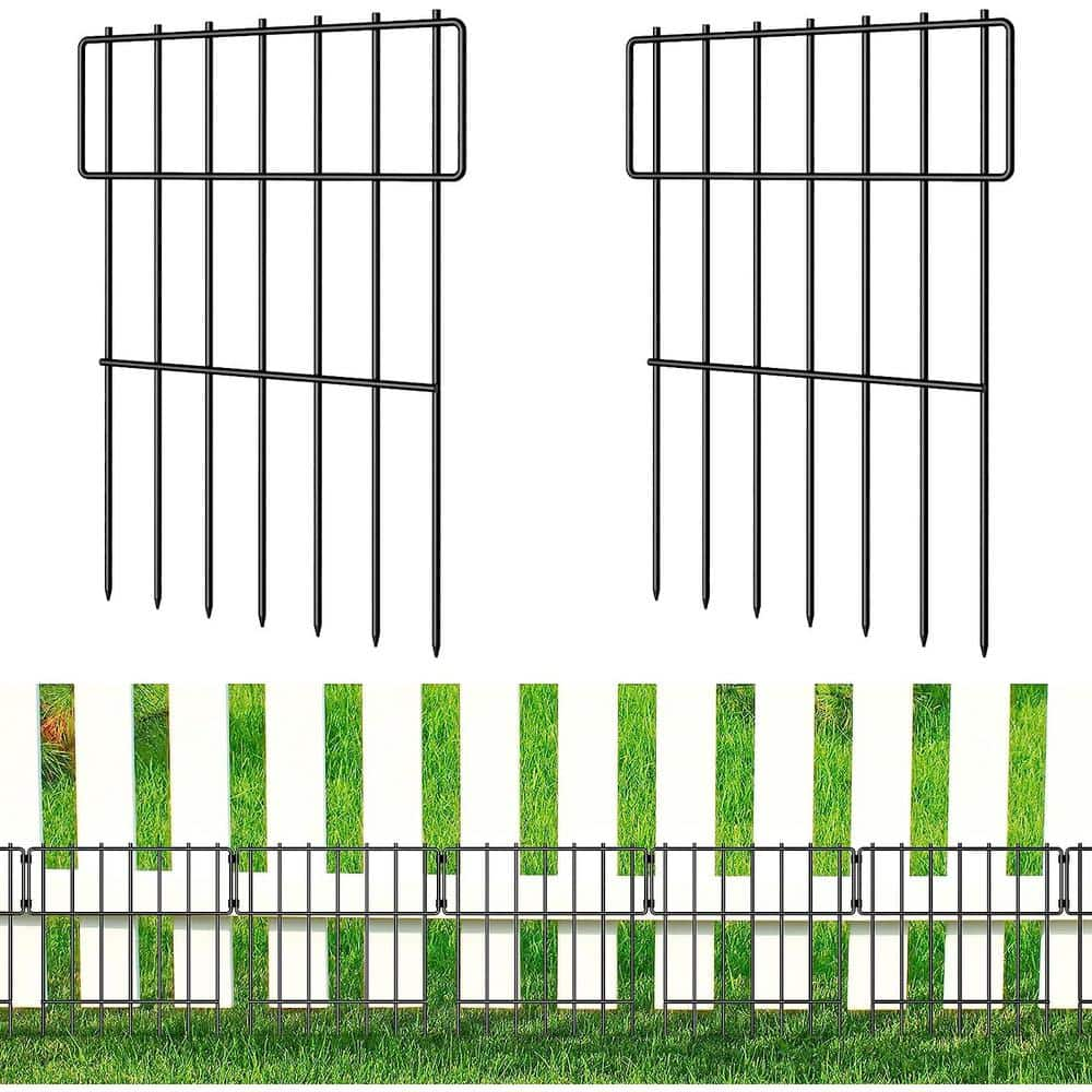 Oumilen Decorative Garden Fence 25-Pack No Dig Animal Barrier Border Black Metal Fencing Panel LT-K319-SJ