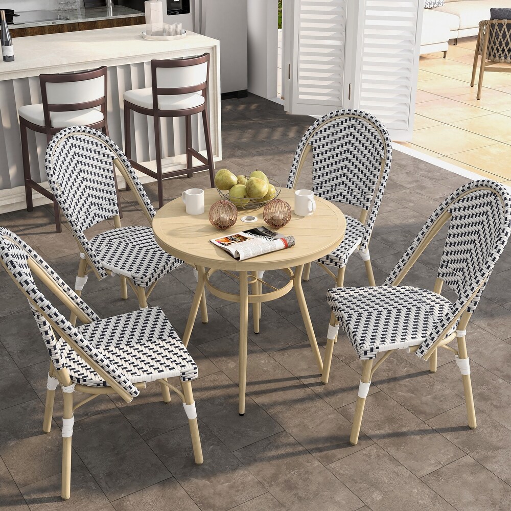 Ariel Modern 5 Piece Aluminum 32 inch Round Bistro Table and Chairs Set by Furniture of America